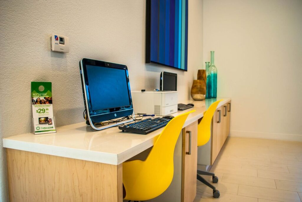 Business center with computers and printer